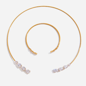 Teardrop Zircon  Gold Stainless Steel Bangle