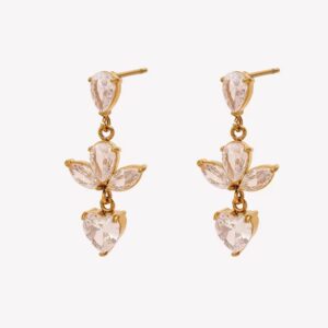 Geometric Flowers Dangle Earrings With Cubic Zirconia Earrings