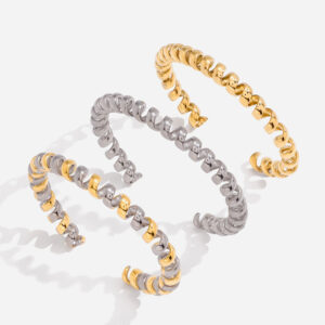 Spiral Multi-layer Telephone Cord Open Bangle