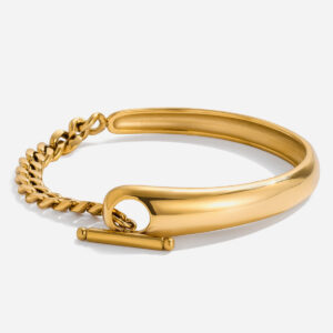 Asymmetric OT Buckle K Gold Bangle
