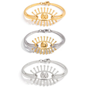 Gold Line Titanium Steel Open Bangle
