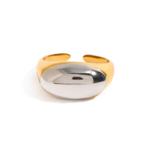 18K Gold Silver Elliptic Open Ring