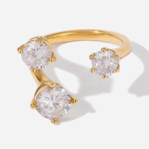 16K Gold Zircon Branch Asymmetrical Open Ring