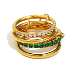 INS Retro K-Gold Stainless Steel Four-piece Ring Set