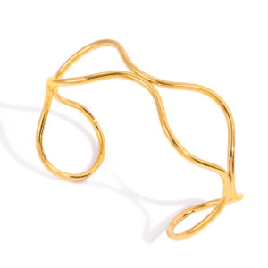 Hollow Wave Double-Layer Open Bangle