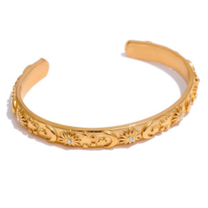 Star Moon Celestial Cuff Open Bangle