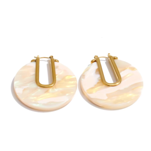 Resin Marble Texture Hoop Earrings