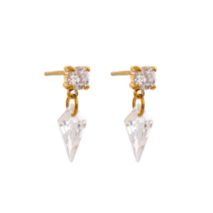 Dainty Geometric Prism Cubic Zirconia Stud Earrings