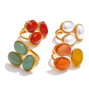 Agate & Pearl Fashion Rings Adjustable Exquisite Ring