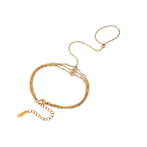Three-layer Zircon Hand Chain Finger Bracelet