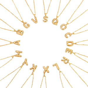 Punk Chunky Bubble Capital Initial Letter Pendant Necklace for Party