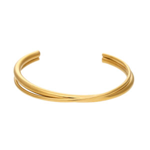 18K Gold Double Cross Open Bangle