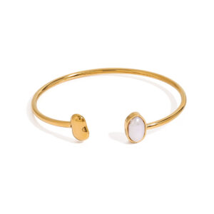 Niche High-end Titanium Steel Pearl Open Bangle