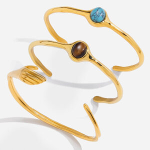 Tiger Eye  Titanium Steel Open Bangle