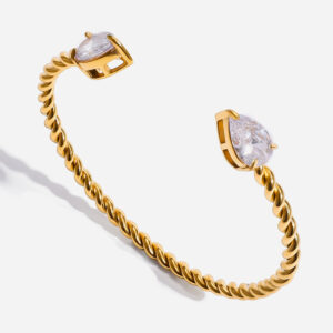 Stainless Steel Zircon Open Bangle