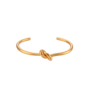Stainless Steel Gold Knot Open Bangle