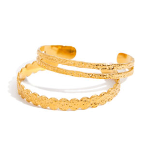 Minimalist Hammered Open Round Bangle