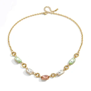 Rhinestone Titanium Steel Necklace Dainty Clavicle Chain