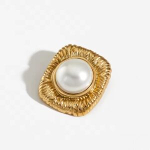 Minimalist Stainless Steel Oval Brooch for Gift