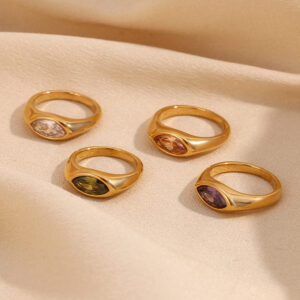 316L Steel Marquise Zircon Signet Ring