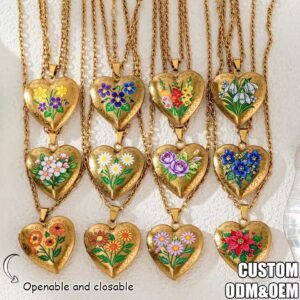 Anti Tarnish Jewelry Stainless Steel 12 Months Flower Pendant Necklace
