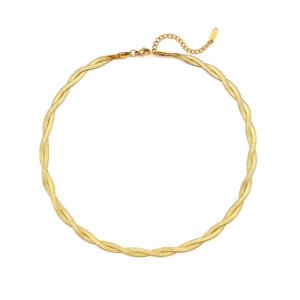 Gold Plated Braided Fishbone Bracelet Jewelry For Women