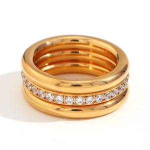 Zircon Plain Ring 3Pcs Set