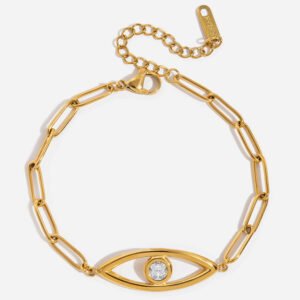 Evil Eye Zircon Stainless Steel Bracelet