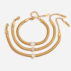 European Zircon Snake Chain Titanium Steel Bracelet
