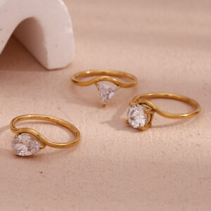 Wave Zircon Stainless Steel Ring