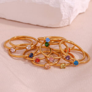 Birthstone Thin Pinky Ring