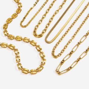 Stainless Steel Heart Boston Double Cable Faceted Chain Necklace