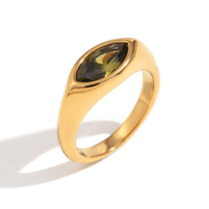 316L Steel Marquise Zircon Signet Ring