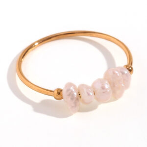 Stainless Steel Tiny Freshwater Pearl Ring