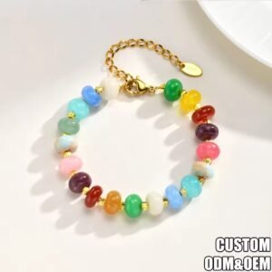 Natural Stone Fashion Disk-shaped Copper-plated Jadeite Beads Bracelet