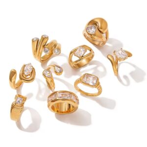 Delicate Zircon Adjustable Ring Trendy Stainless Steel Rings