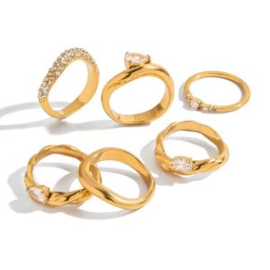 Classic Trendy White Zircon Oval Braided Pattern Ring