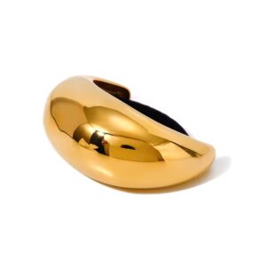 Chunky Semi-circular Arc-shaped Glossy Black Rubber Band Hair Ties for Women
