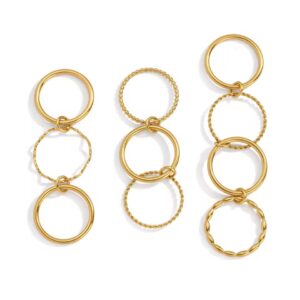 Twisted Ribbed Multi Layer Linked Band Stacking Rings