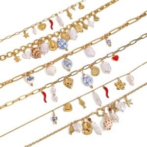Summer Ocean Style DIY Shell Ceramic Coral Starfish Pearl Charms Necklaces