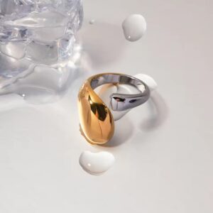 Two Tone Colorblock Cross Asymmetric Open Ring