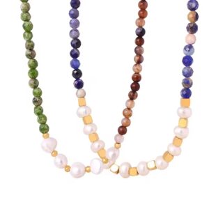 Stainless Steel Handmade Beaded Necklace Freshwater Pearl Necklace