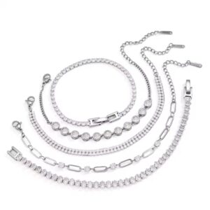 Zircon Tennis Bracelet for Women CZ Waterproof Athleisure Fashion Jewelry