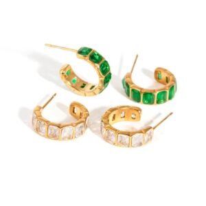 Classic Zircon Star Chunky Hoop Earrings Stacking Fashion Earrings