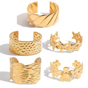Stackable Jewelry Chunky Bangle Starfish Textured Cuff Bracelet