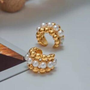Dainty Exquisite Resin Pearl Stylish Three Layer Ear Cuff