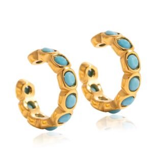Vintage Blue Turquoise Earrings Ear Clips