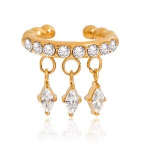 Teardrop Navette Round CZ Cubic Zircon Ear Cuff