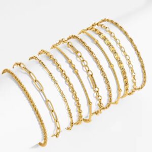 Paperclip Figaro Rope Oval Snake Chain Bracelet