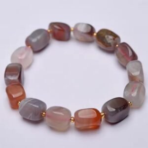 Persian Agate Freeform Cube Stretch Elastic Bracelet